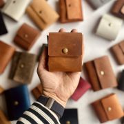 Instax Leather | button closing | size Instax Square | 8.6×7.2cm | 3.4×2.8″ | real leather envelope for instax prints | handmade instant film pouch