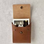 Instax Leather | button closing | size Instax Square | 8.6×7.2cm | 3.4×2.8″ | real leather envelope for instax prints | handmade instant film pouch