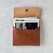Instax Leather | button closing | size Instax Wide | 8.6×10.8cm | 3.4×4.25″ | real leather envelope for instax prints | handmade polaroid pouch